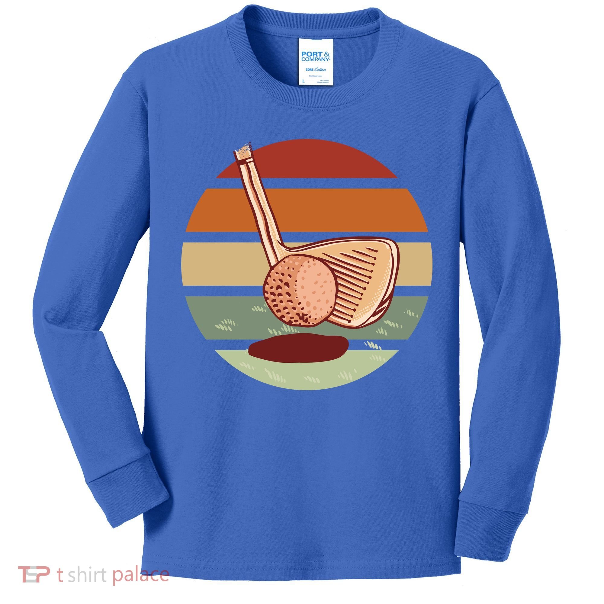Golf Sunset Retro Kids Long Sleeve Shirt