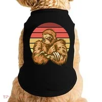 Grumpy Sloth Retro Sunset Doggie Tank thumb 0
