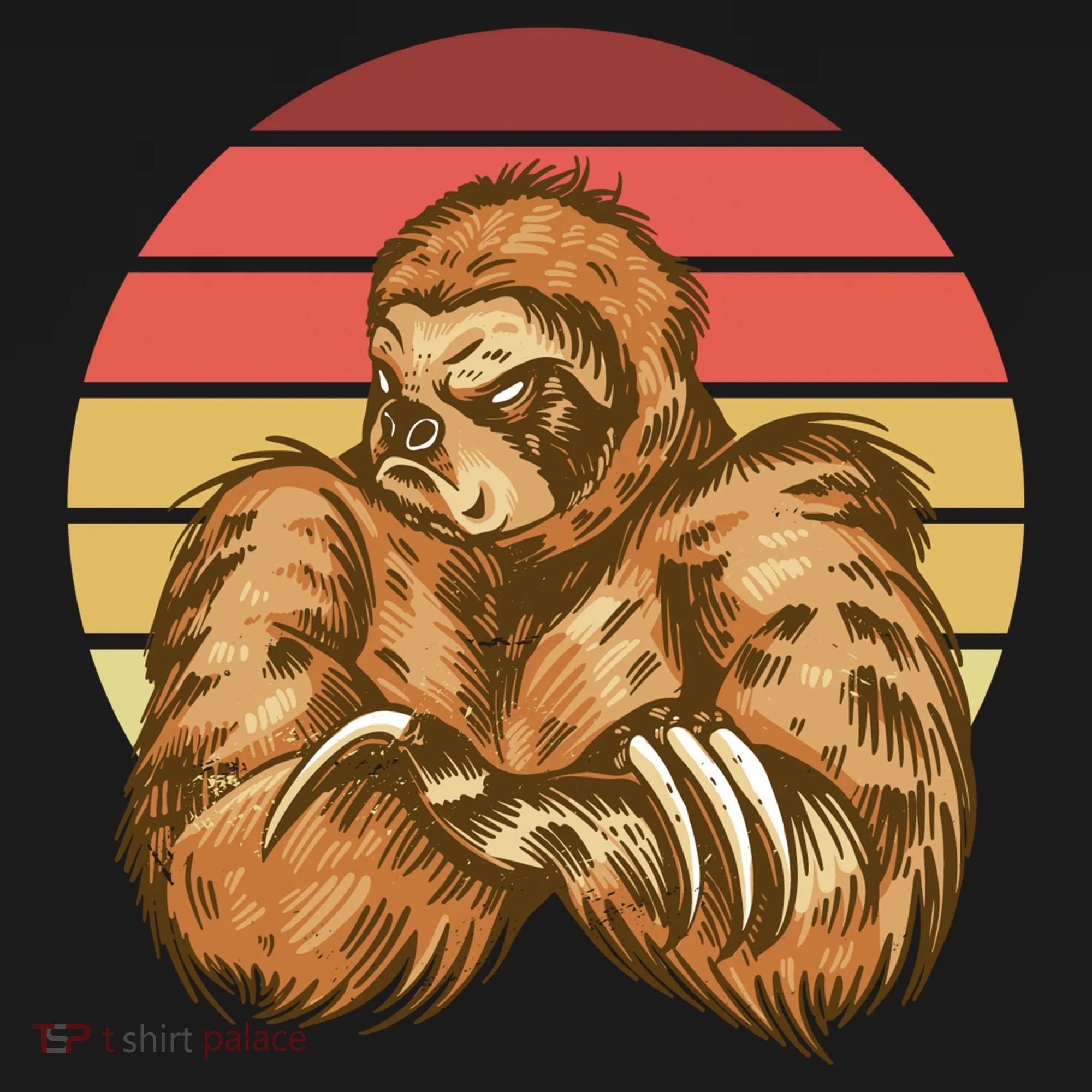 Grumpy Sloth Retro Sunset Doggie Tank