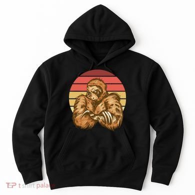 Grumpy Sloth Retro Sunset Hoodie