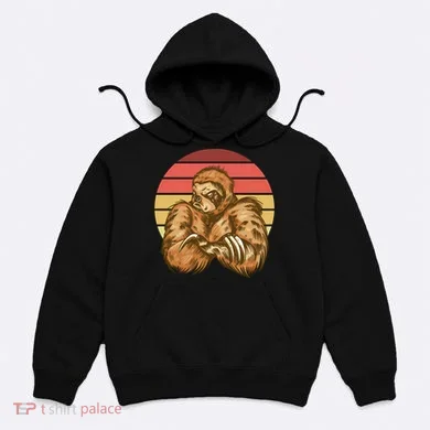 Grumpy Sloth Retro Sunset Hoodie