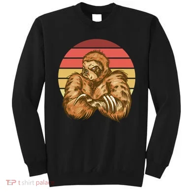 Grumpy Sloth Retro Sunset Sweatshirt