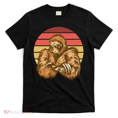 Grumpy Sloth Retro Sunset T-Shirt
