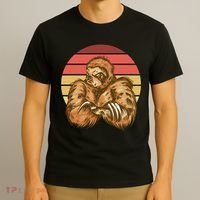Grumpy Sloth Retro Sunset T-Shirt thumb 3