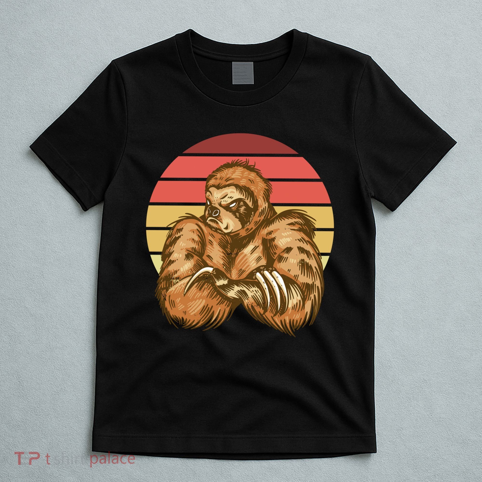 Grumpy Sloth Retro Sunset T-Shirt