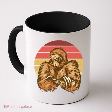 Grumpy Sloth Retro Sunset Coffee Mug