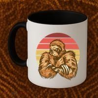 Grumpy Sloth Retro Sunset Coffee Mug thumb 2