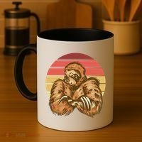 Grumpy Sloth Retro Sunset Coffee Mug thumb 4