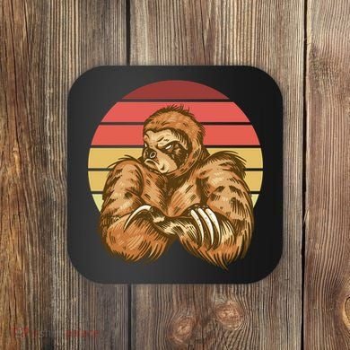 Grumpy Sloth Retro Sunset Coaster