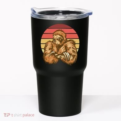 Grumpy Sloth Retro Sunset Tumbler
