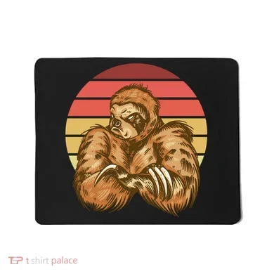 Grumpy Sloth Retro Sunset Mousepad