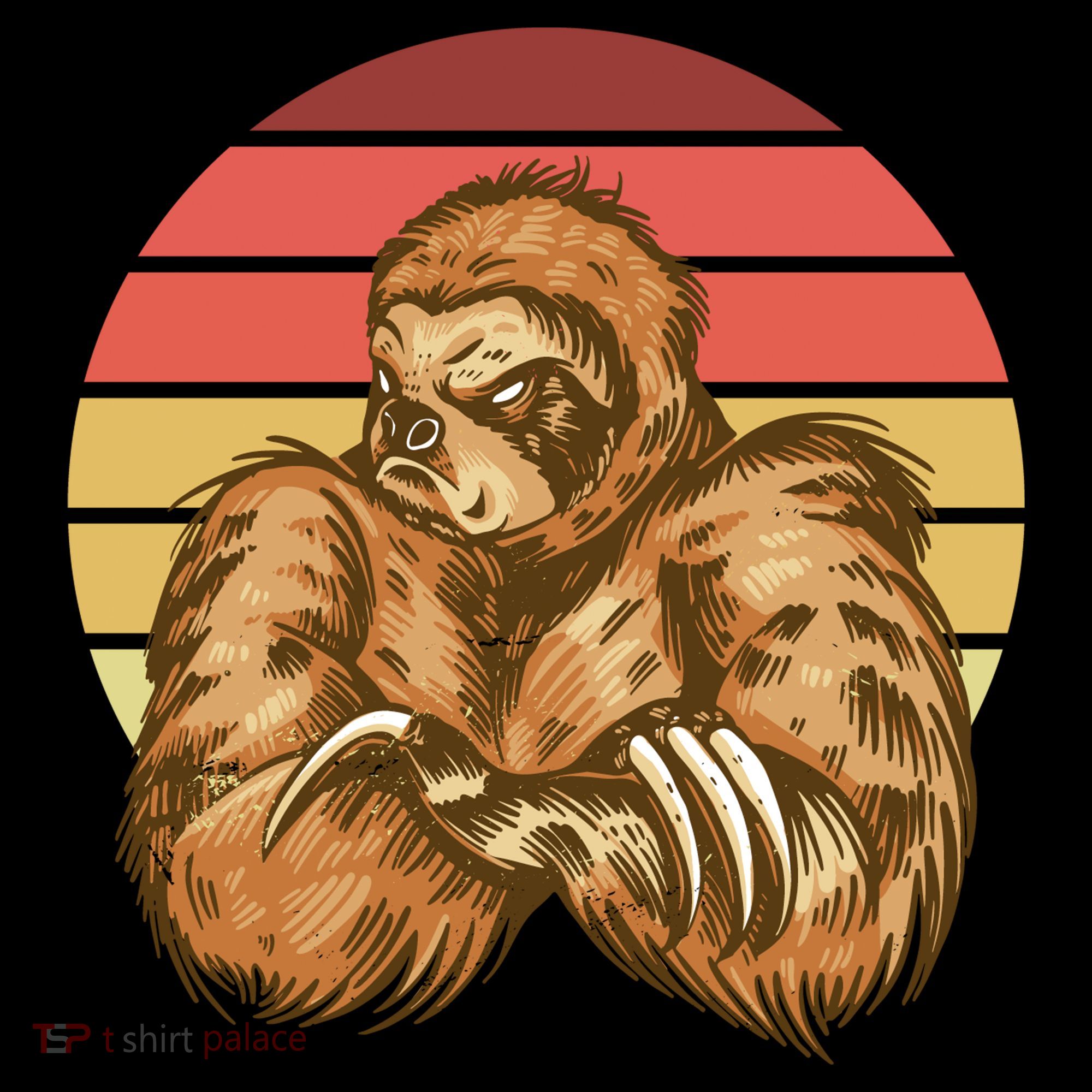 Grumpy Sloth Retro Sunset Mousepad
