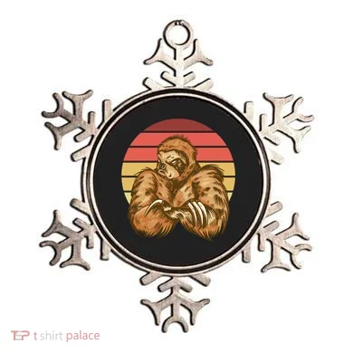 Grumpy Sloth Retro Sunset Ornament