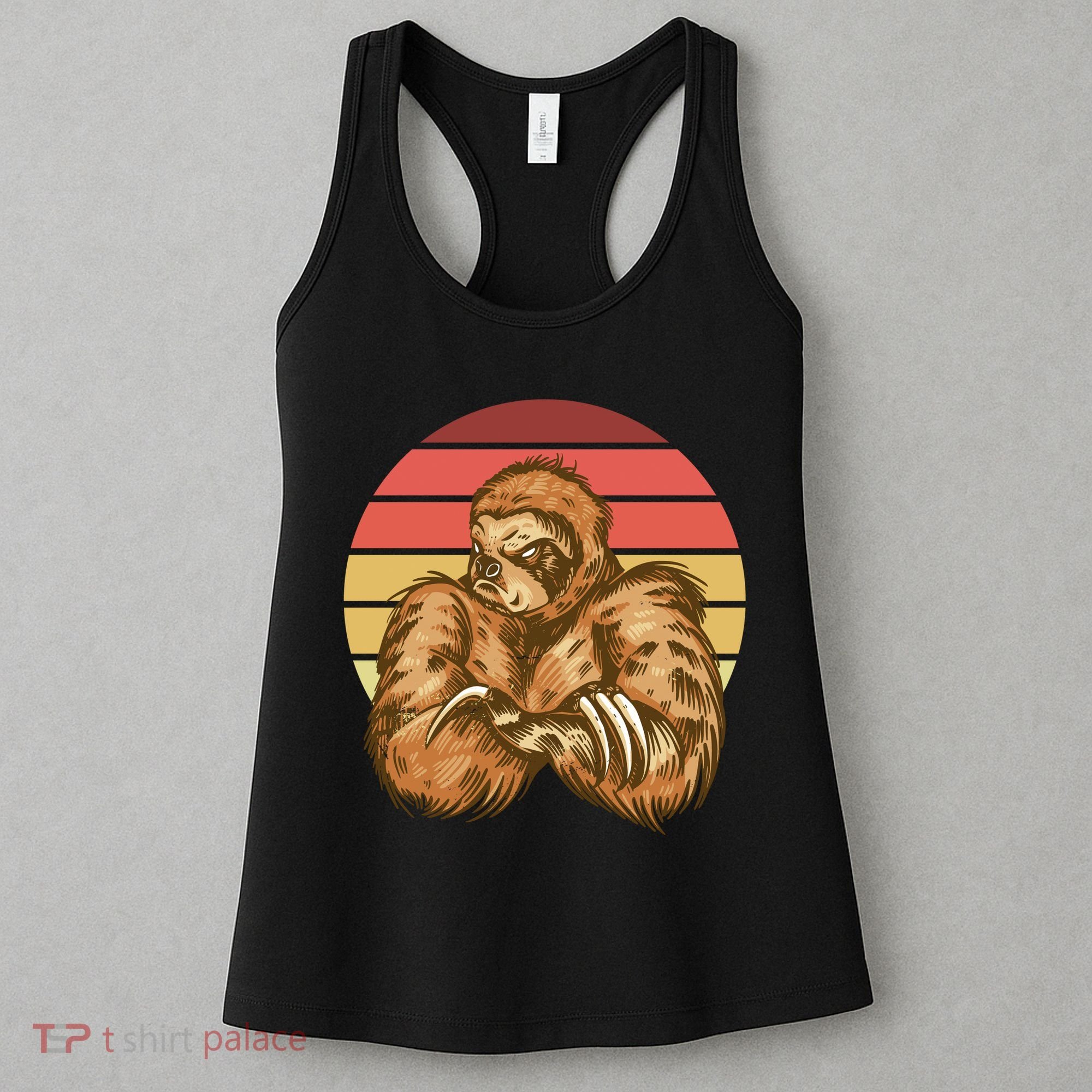 Grumpy Sloth Retro Sunset Women's Tank Top