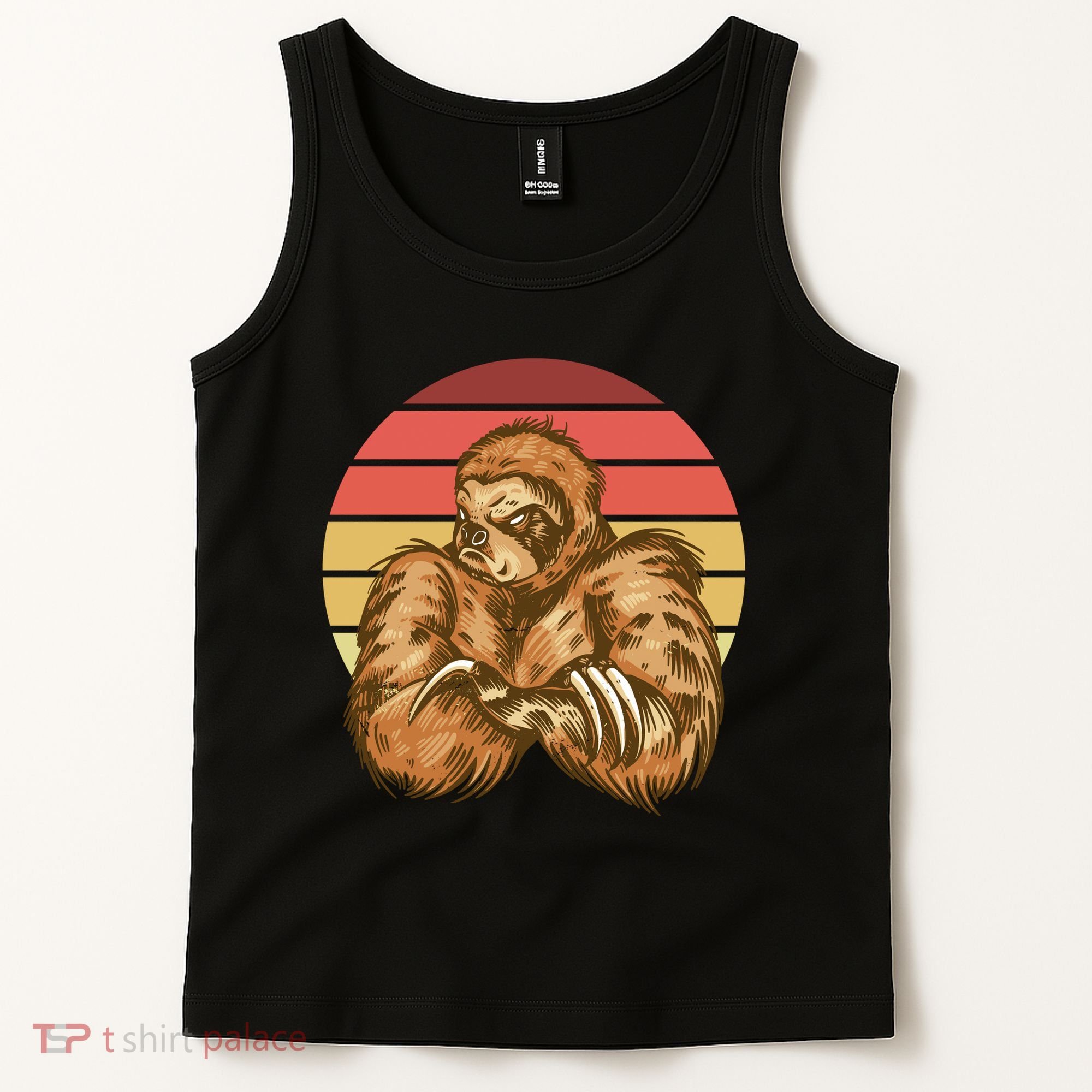 Grumpy Sloth Retro Sunset Tank Top