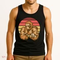 Grumpy Sloth Retro Sunset Tank Top thumb 3