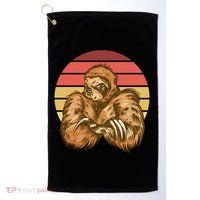 Grumpy Sloth Retro Sunset Golf Towel thumb 0