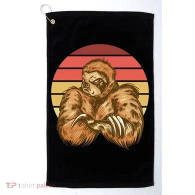 Grumpy Sloth Retro Sunset Golf Towel
