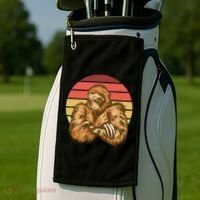 Grumpy Sloth Retro Sunset Golf Towel thumb 2