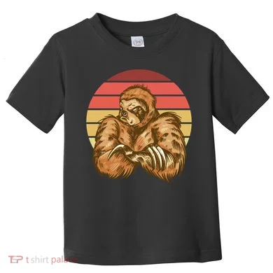 Grumpy Sloth Retro Sunset Toddler T-Shirt