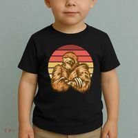 Grumpy Sloth Retro Sunset Toddler T-Shirt thumb 2