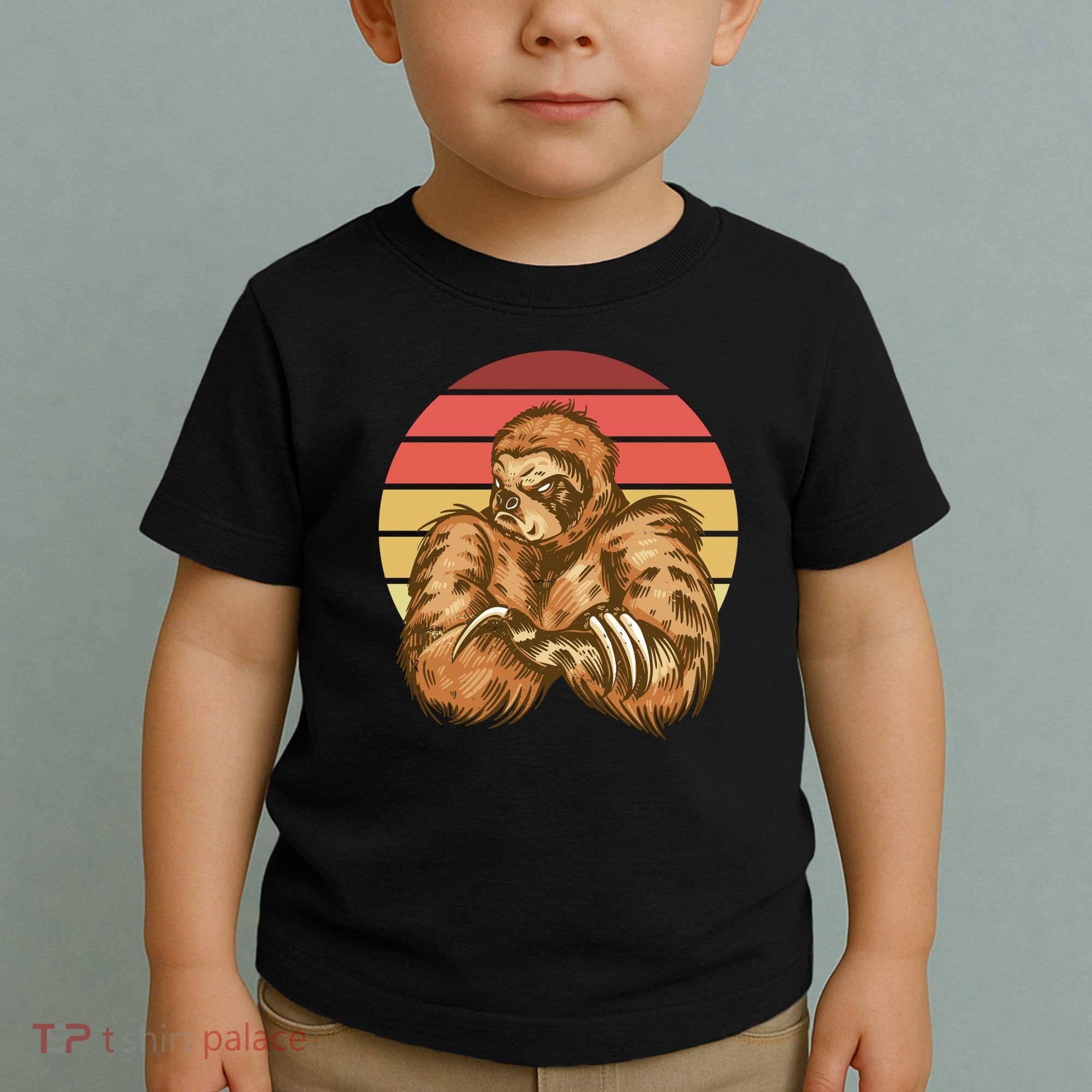 Grumpy Sloth Retro Sunset Toddler T-Shirt