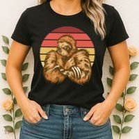 Grumpy Sloth Retro Sunset Women's T-Shirt thumb 2