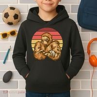 Grumpy Sloth Retro Sunset Kids Hoodie thumb 2