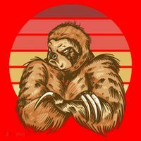 Grumpy Sloth Retro Sunset Santa Hat thumb 1
