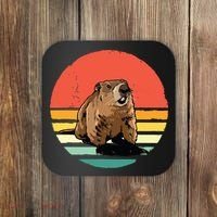 Groundhog Shirts Retro Style Rodent Animal Groundhogs Day Coaster thumb 0