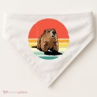Groundhog Shirts Retro Style Rodent Animal Groundhogs Day USA-Made Doggie Bandana thumb 0