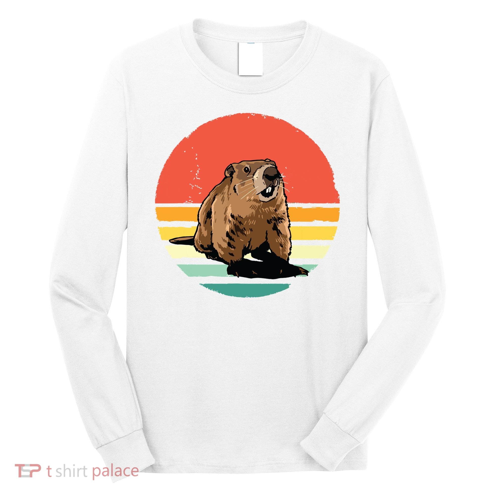 Groundhog Shirts Retro Style Rodent Animal Groundhogs Day Long Sleeve Shirt