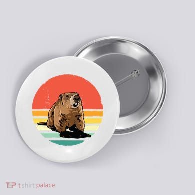 Groundhog Shirts Retro Style Rodent Animal Groundhogs Day Button