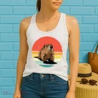 Groundhog Shirts Retro Style Rodent Animal Groundhogs Day Women's Tank Top thumb 2