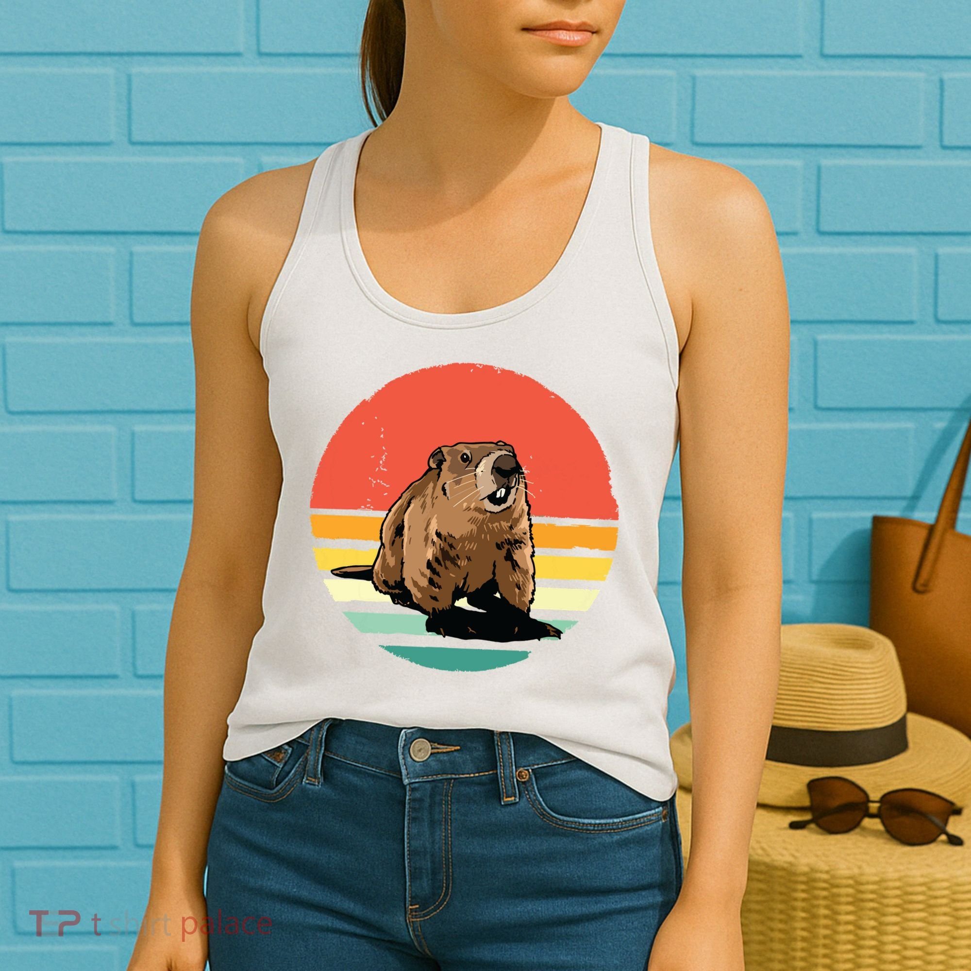Groundhog Shirts Retro Style Rodent Animal Groundhogs Day Women's Tank Top