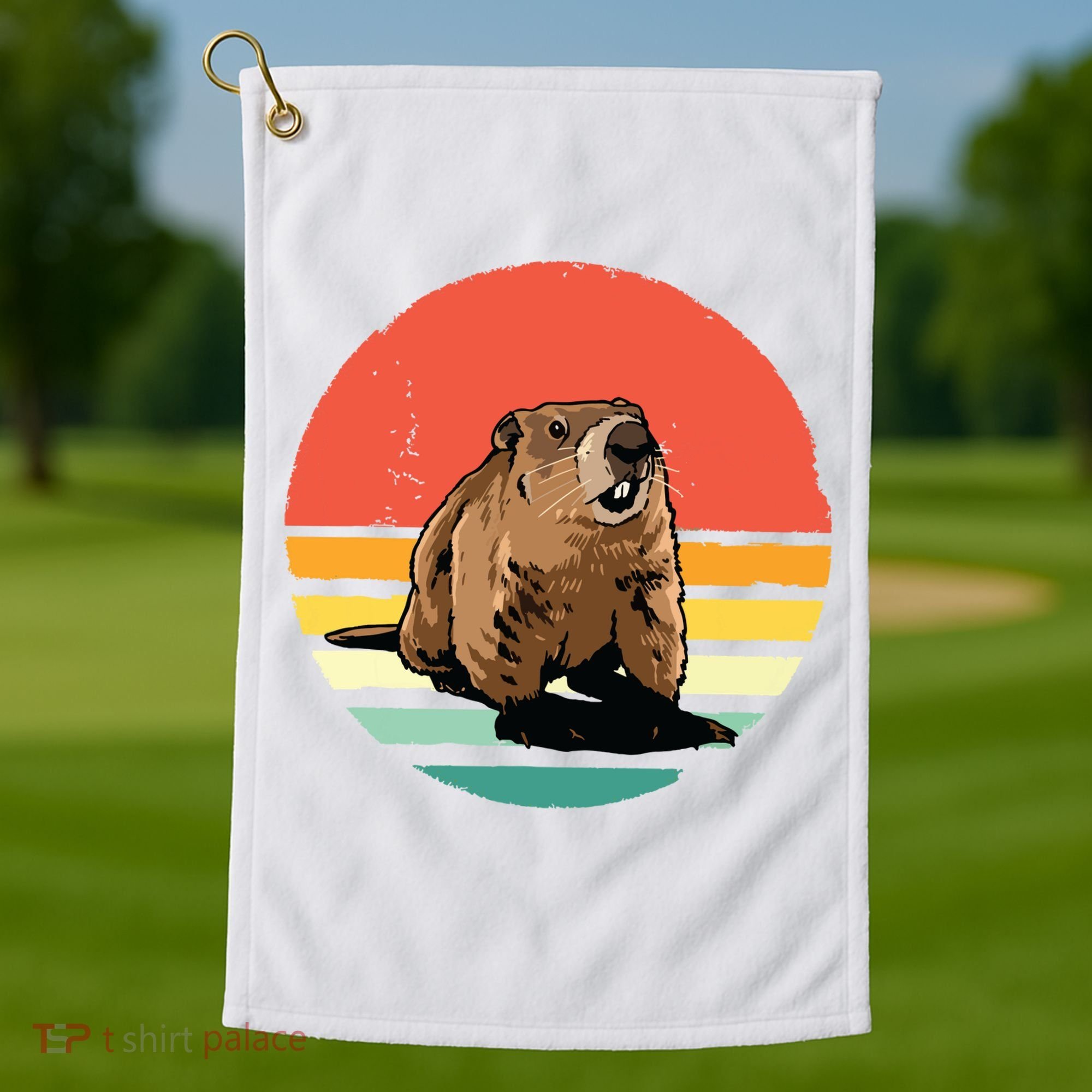 Groundhog Shirts Retro Style Rodent Animal Groundhogs Day Golf Towel