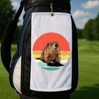 Groundhog Shirts Retro Style Rodent Animal Groundhogs Day Golf Towel thumb 2