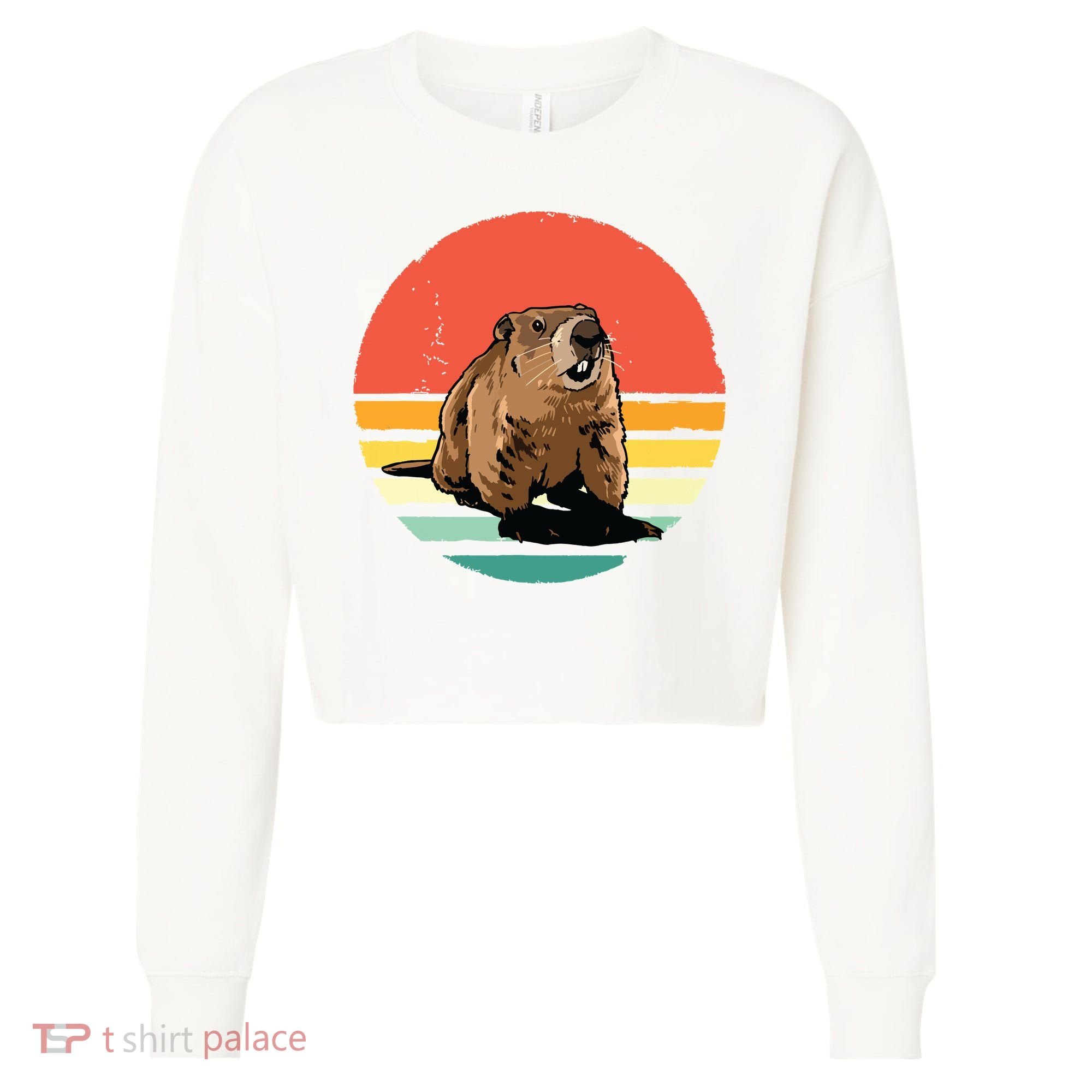 Groundhog Shirts Retro Style Rodent Animal Groundhogs Day Cropped Pullover Crew