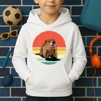 Groundhog Shirts Retro Style Rodent Animal Groundhogs Day Kids Hoodie thumb 2