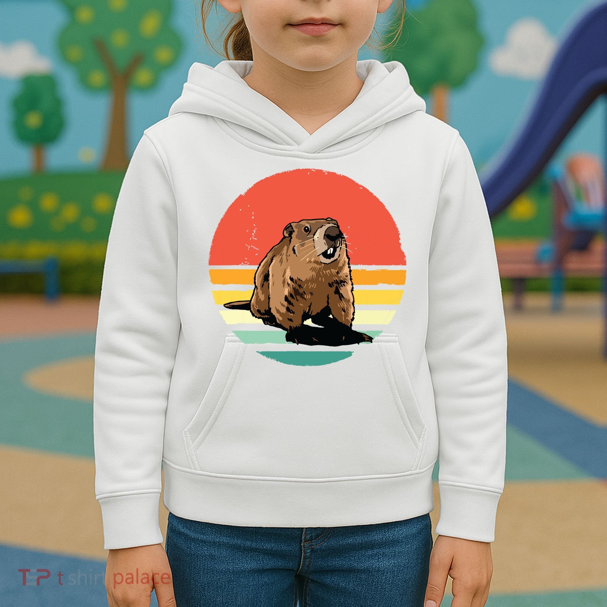 Groundhog Shirts Retro Style Rodent Animal Groundhogs Day Kids Hoodie