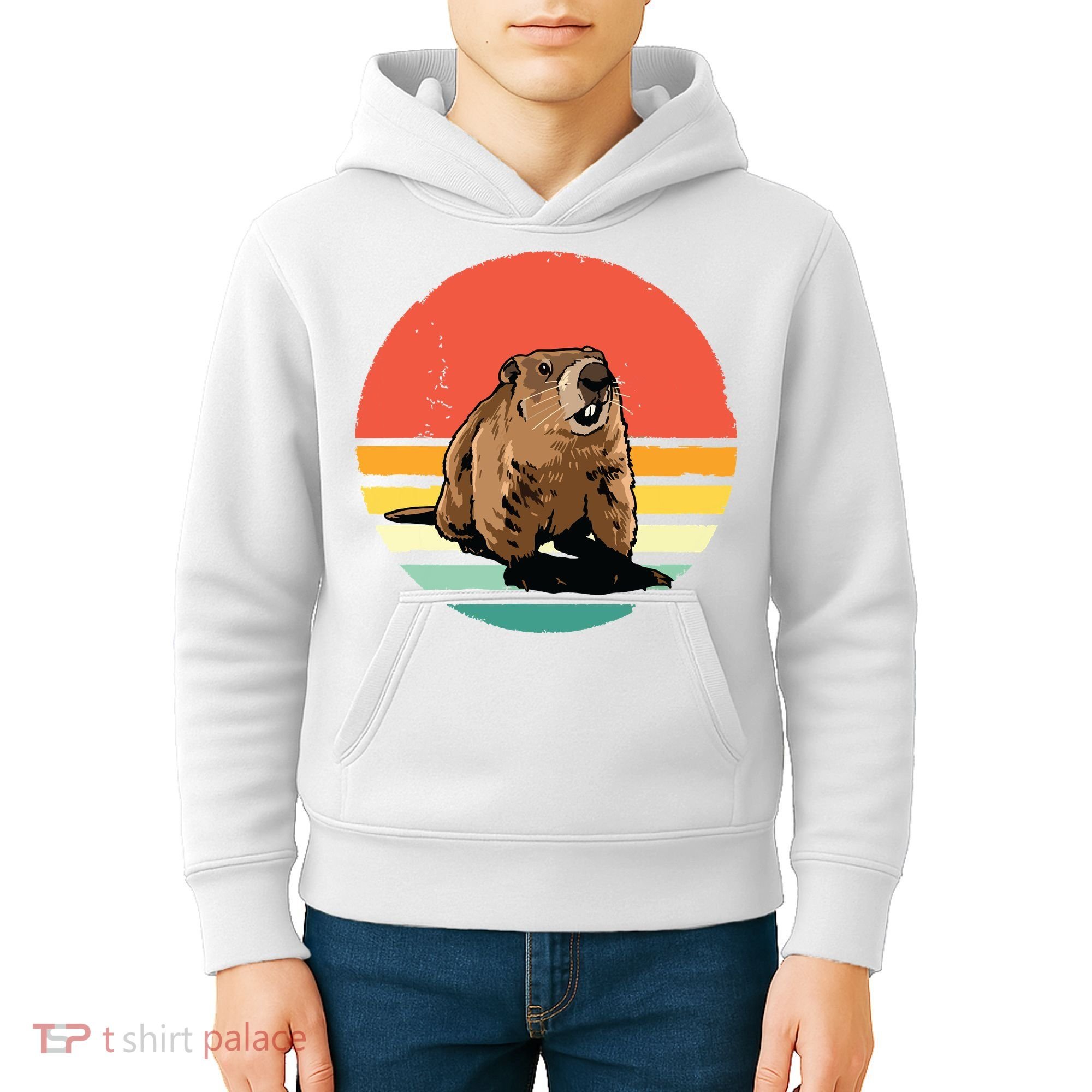 Groundhog Shirts Retro Style Rodent Animal Groundhogs Day Kids Hoodie