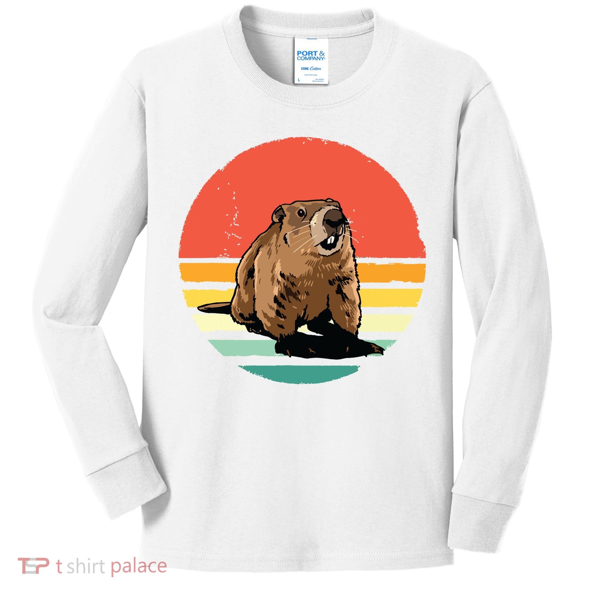 Groundhog Shirts Retro Style Rodent Animal Groundhogs Day Kids Long Sleeve Shirt