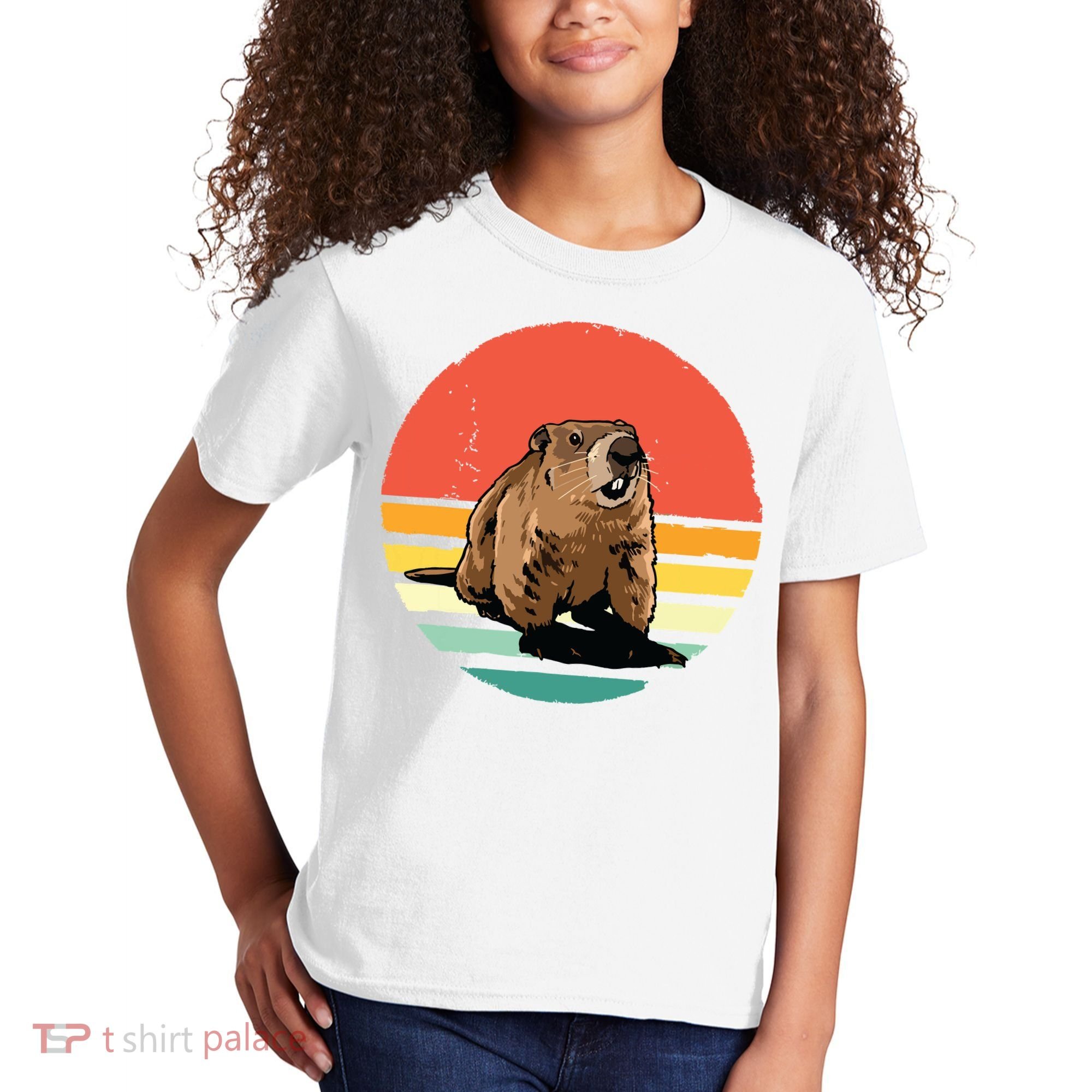 Groundhog Shirts Retro Style Rodent Animal Groundhogs Day Kids T-Shirt