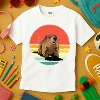 Groundhog Shirts Retro Style Rodent Animal Groundhogs Day Kids T-Shirt thumb 3