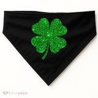 Glitter Shamrock St Patrick's Day USA-Made Doggie Bandana thumb 0