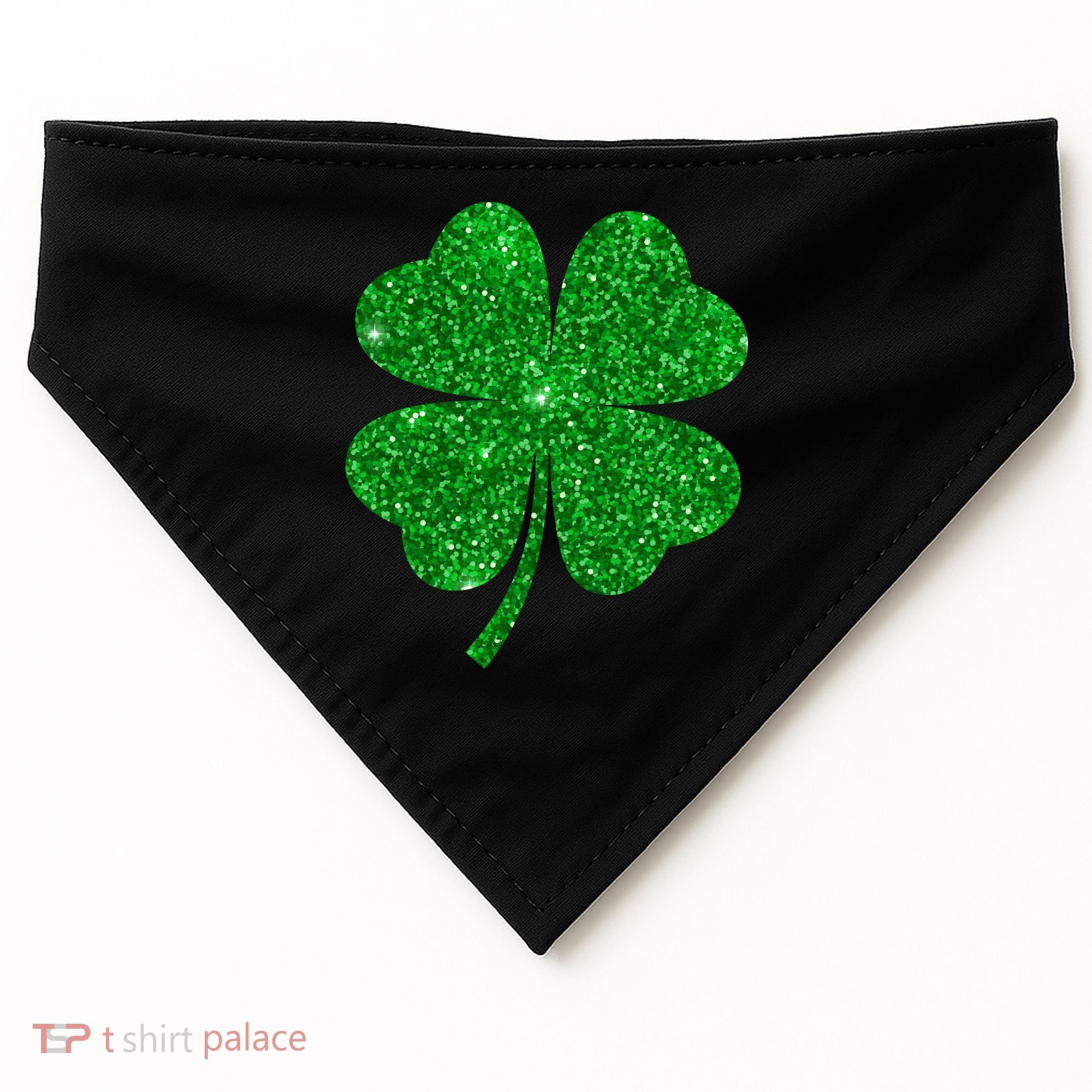 Glitter Shamrock St Patrick's Day USA-Made Doggie Bandana