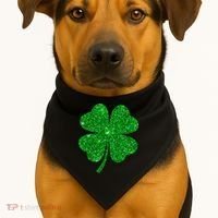 Glitter Shamrock St Patrick's Day USA-Made Doggie Bandana thumb 1