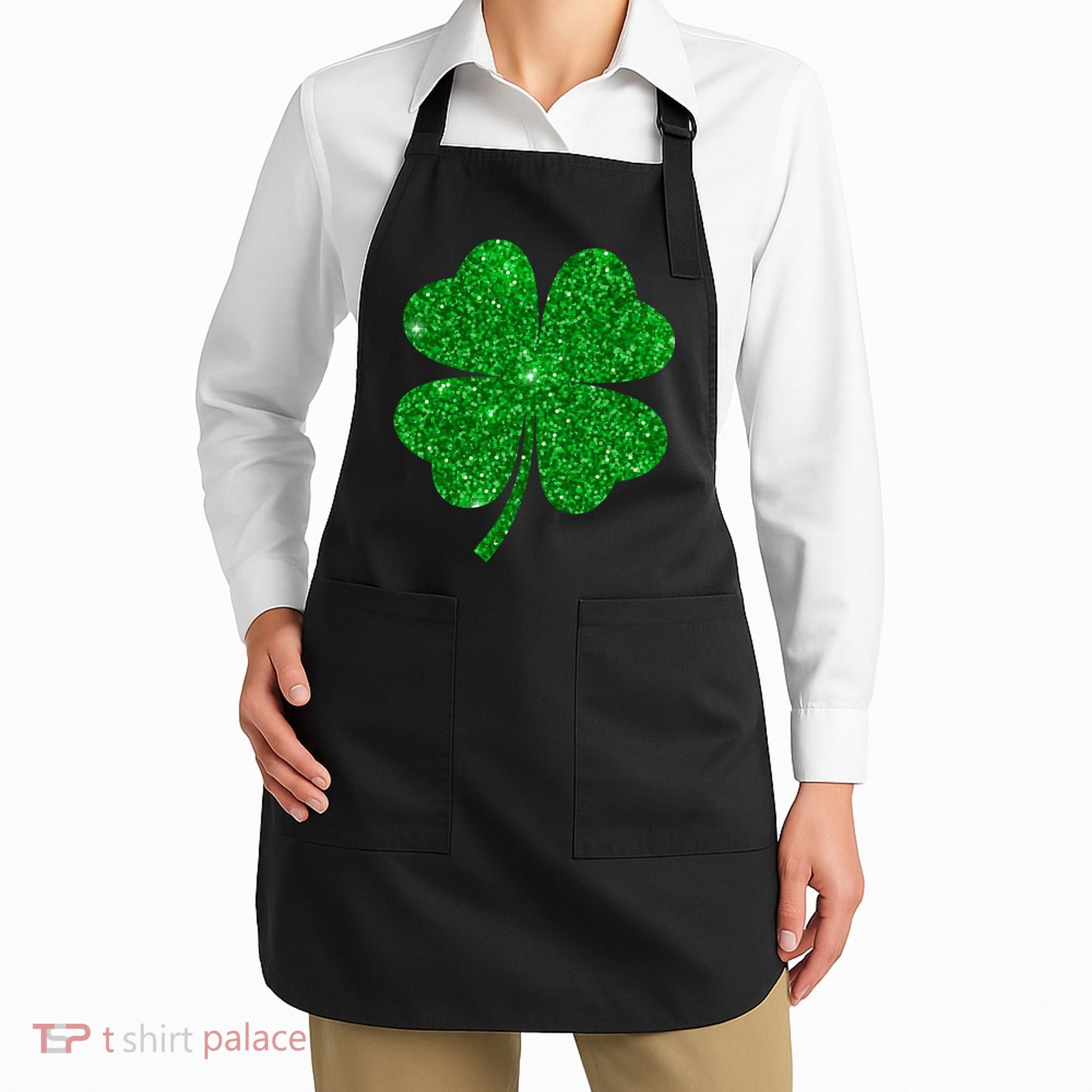Glitter Shamrock St Patrick's Day Apron