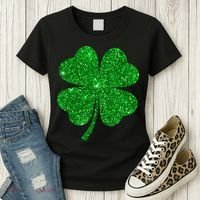 Glitter Shamrock St Patrick's Day Women's T-Shirt thumb 3