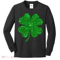 Glitter Shamrock St Patrick's Day Kids Long Sleeve Shirt thumb 0